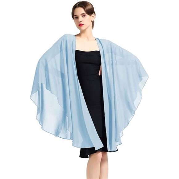 SHAWL Wrap Chiffon Scarf For Women Light Blue